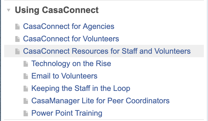 CasaConnect Resources for Staff and Volunteers